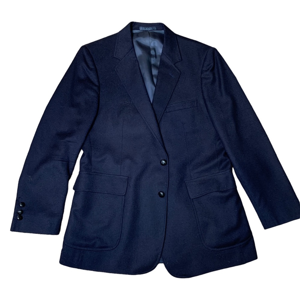 Vintage Navy Blue Oversized Wool Boyfriend Blazer